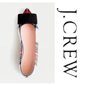 NWT - JCrew Pointed Toe Flats in Snowy Tartan - 6